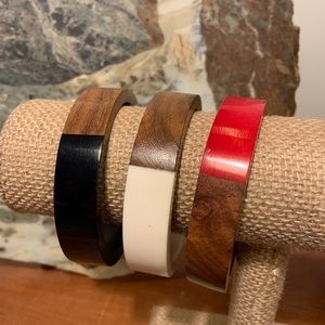 Teak & Lucite Bracelet Set